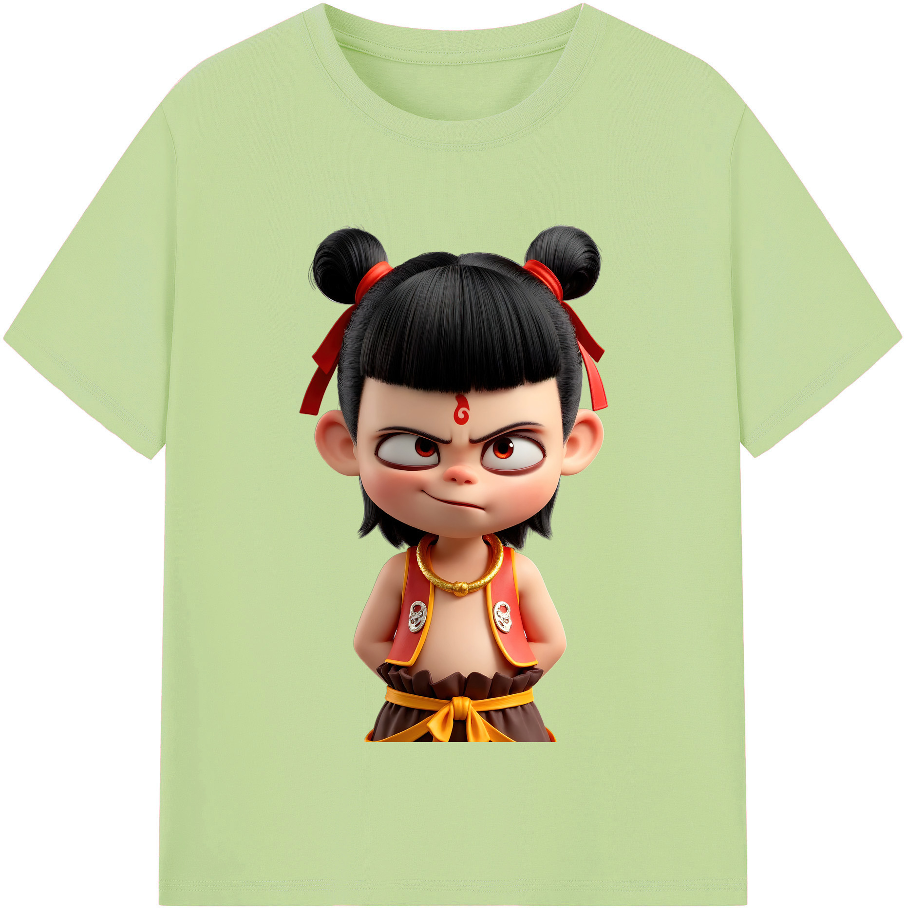 （画像用） Ne Zha 2 ナタ 魔童の大暴れ 綿100％半袖Tシャツ（フロントプリント）